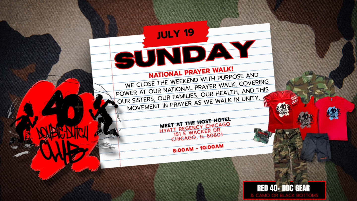 Sunday July 19 — National Prayer Walk, meet at Hyatt Regency Chicago, 8–10AM